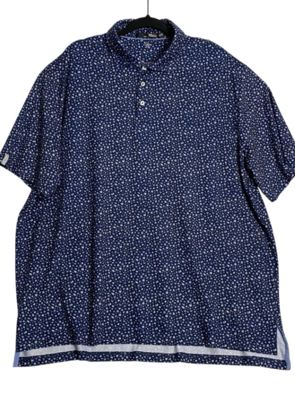 RLX Ralph Lauren Wicking Blue Floral Print Athletic Polo Golf Shirt Mens Sz XXL